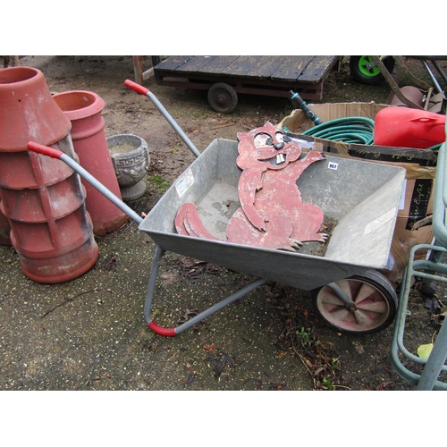 957 - METAL WHEEL BARROW, TROLLEY ETC