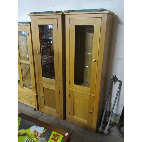 659 - PAIR OF MODERN OAK GLAZED DISPLAY CABINETS