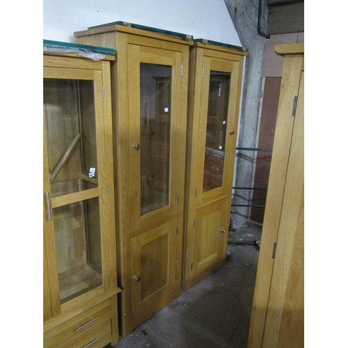 659 - PAIR OF MODERN OAK GLAZED DISPLAY CABINETS