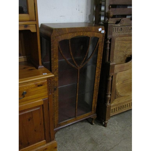 665 - 1930'S WALNUT GLAZED DISPLAY CABINET