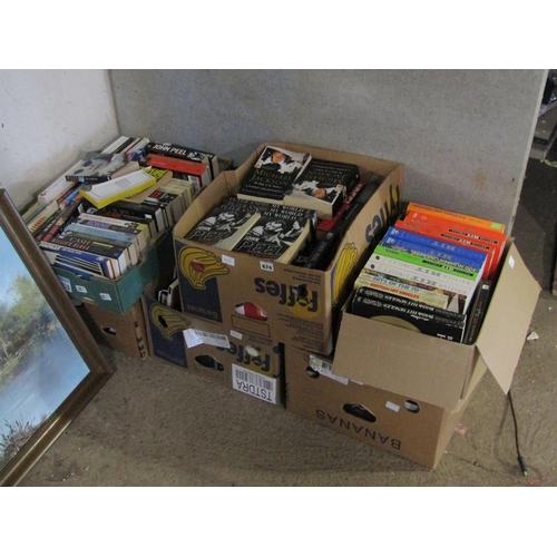 674 - SIX BOXES OF MIXED BOOKS TO INCL JOHN PEEL