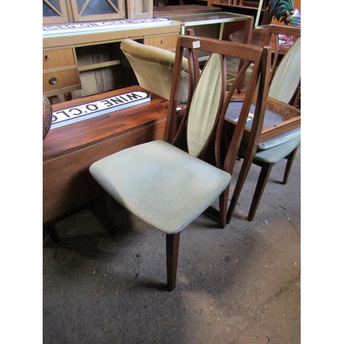 697 - REPRO EXTENDING DINING TABLE AND FOUR G PLAN CHAIRS