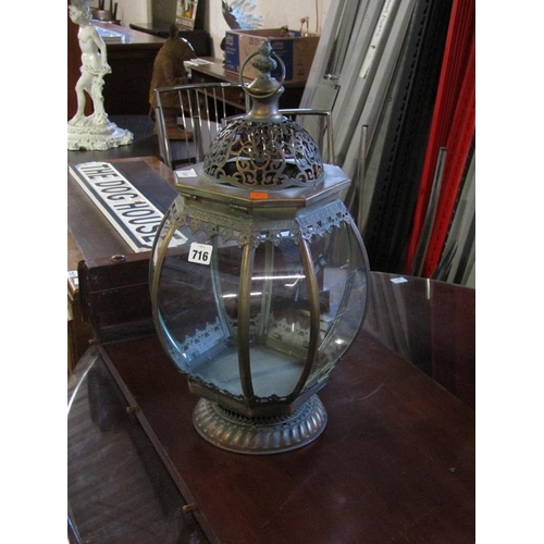 716 - COPPER AND GLASS LANTERN