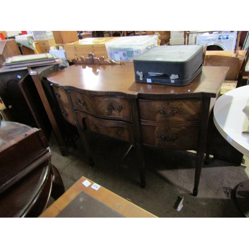 739 - 1920'S MAHOGANY SERPENTINE FRONTED SIDEBOARD