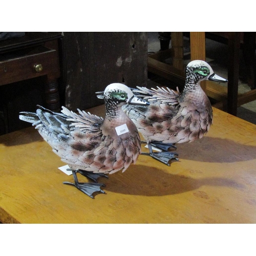 744 - PAIR OF METAL DUCKS