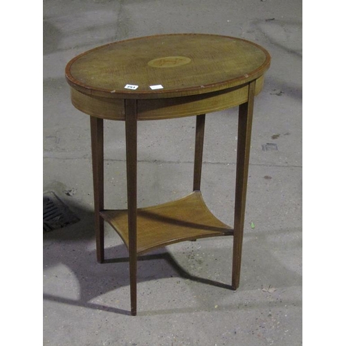 751 - EDWARDIAN INLAID TWO TIER OCCASIONAL TABLE