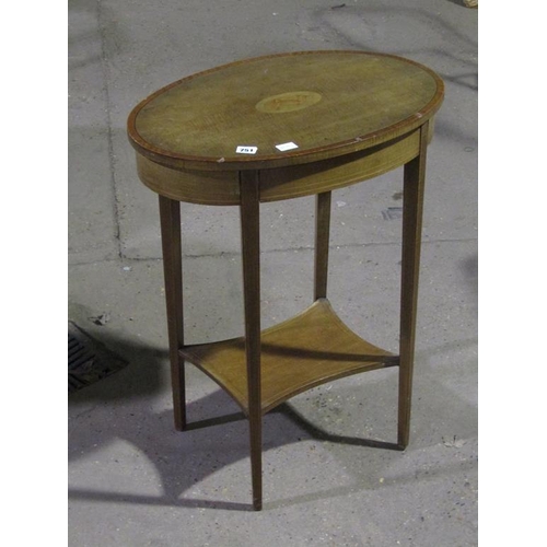 751 - EDWARDIAN INLAID TWO TIER OCCASIONAL TABLE