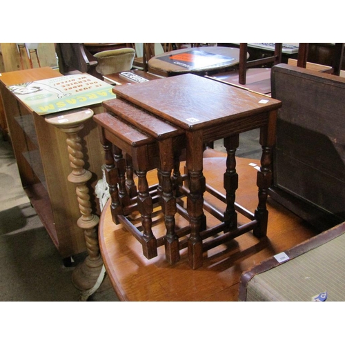 753 - NEST OF THREE OAK TABLES