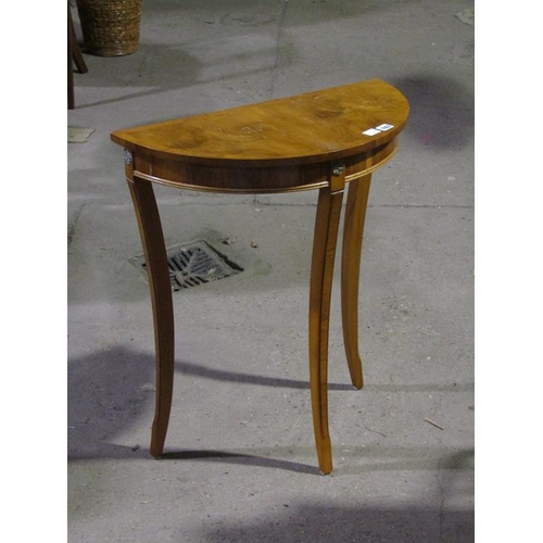 783 - REPRO YEW WOOD DEMI LUNE SIDE TABLE