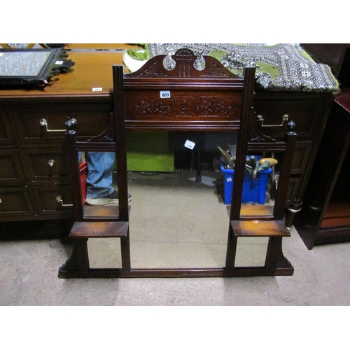 803 - VICTORIAN WALNUT OVERMANTEL MIRROR