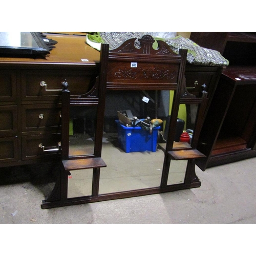 803 - VICTORIAN WALNUT OVERMANTEL MIRROR