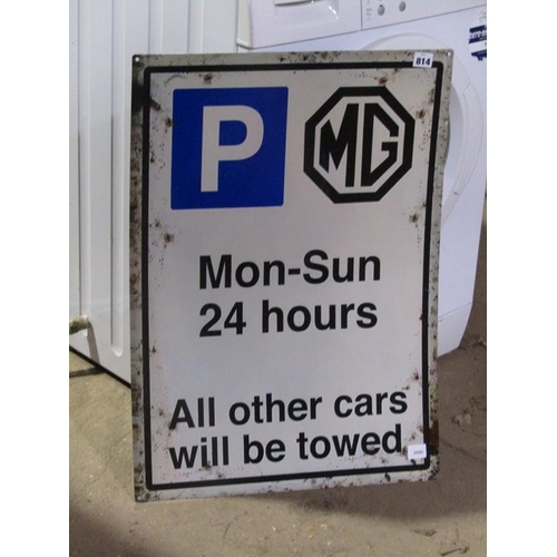 814 - REPRO MG PARKING TIN SIGN