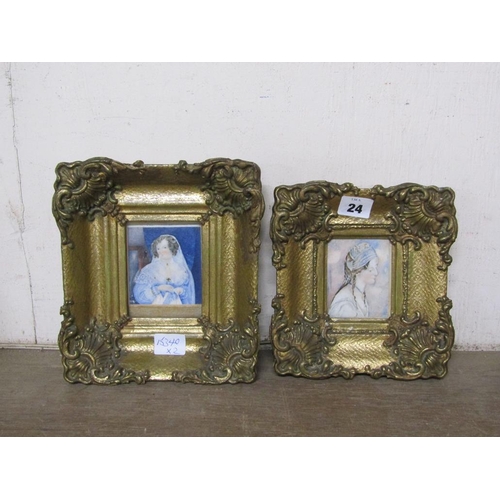 24 - TWO GILT FRAMED MINIATURE PORTRAITS