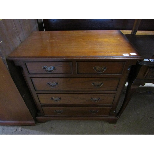 822 - REPRO OAK FIVE DRAWER CHEST