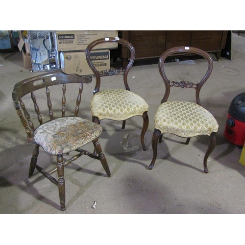 827 - PAIR OF VICTORIAN DINING CHAIRS; PUB CHAIR