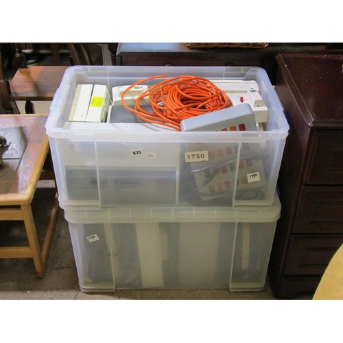 835 - TWO BOXES OF ELECTRICAL EQUIPMENT