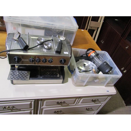 847 - DUALIT COFFEE MACHINE, BOX OF CAMPING EQUIPMENT ETC