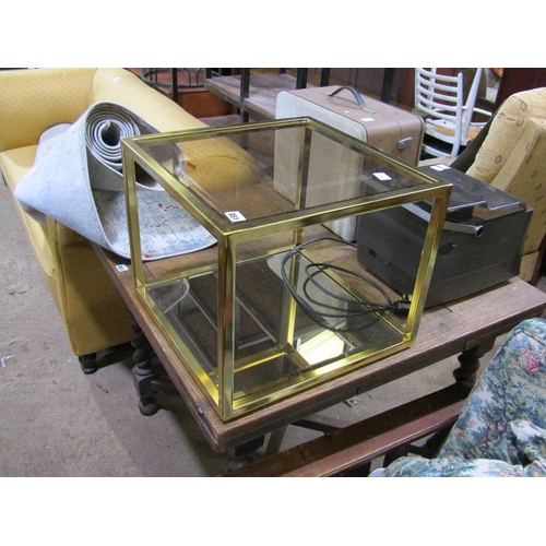 851 - METAL FRAMED GLASS TOP OCCASIONAL TABLE