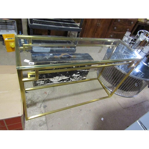 861 - METAL FRAMED GLASS TOP SIDE TABLE