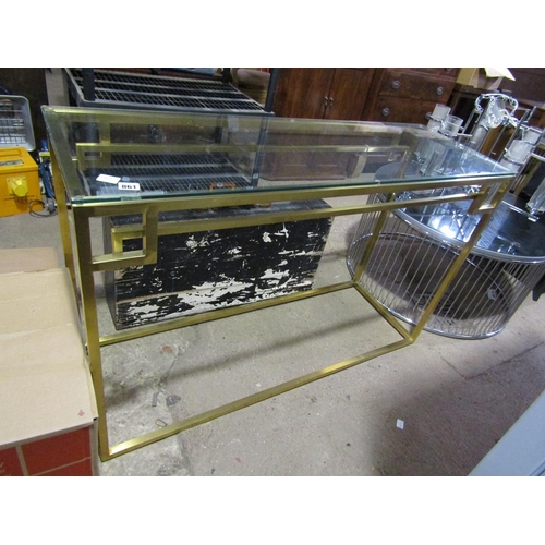 861 - METAL FRAMED GLASS TOP SIDE TABLE