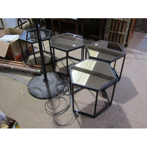 863 - FOUR MIRROR TOP OCTAGONAL OCCASIONAL TABLES