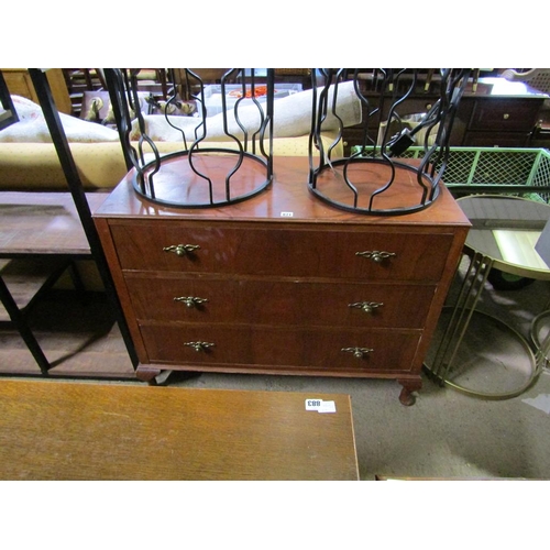 871 - VENEERED THREE DRAWER CHEST