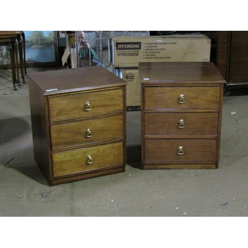 895 - PAIR OF BEDSIDE THREE DRAWER CHESTS