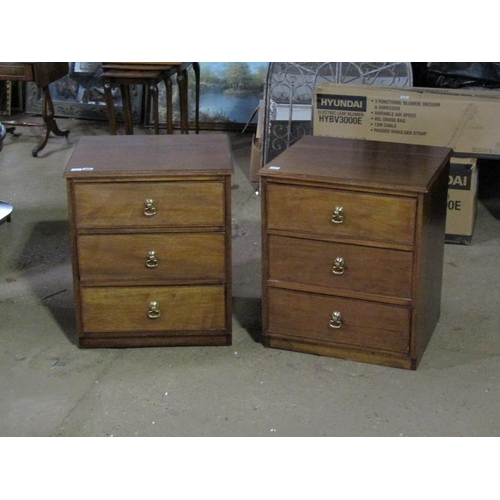 895 - PAIR OF BEDSIDE THREE DRAWER CHESTS