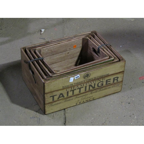 896 - SET OF FOUR REPRO TAITTINGER CHAMPAGNE BOXES