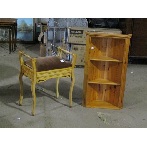 899 - VICTORIAN PIANO STOOL; MODERN PINE CORNER CABINET