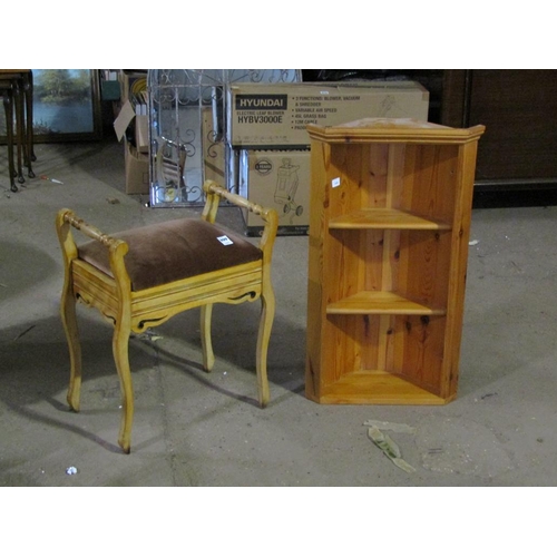 899 - VICTORIAN PIANO STOOL; MODERN PINE CORNER CABINET