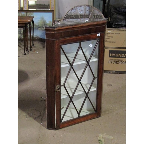 900 - 19C MAHOGANY GLAZED CORNER CABINET