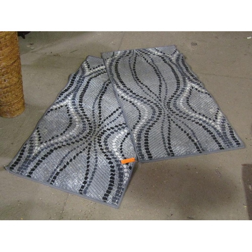 913 - TWO GREY GROUND RUGS