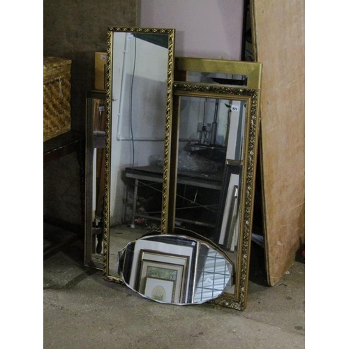 923 - FIVE GILT FRAMED MIRRORS