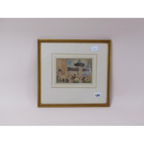 1201 - ETIENNE LEVIFE, C.1920 - SIGNED WATERCOLOUR, F/G, 12CM X 17CM