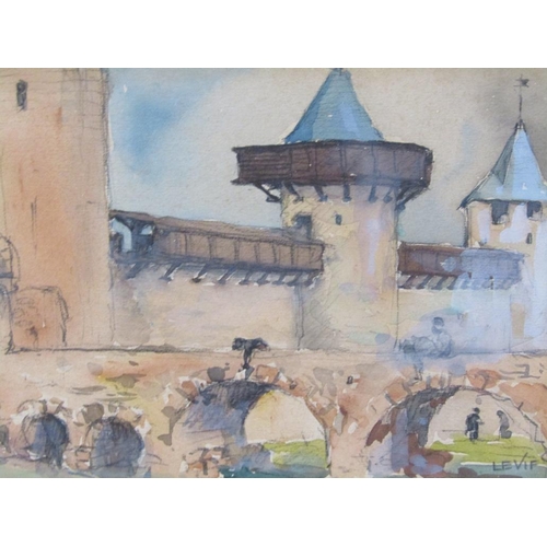 1201 - ETIENNE LEVIFE, C.1920 - SIGNED WATERCOLOUR, F/G, 12CM X 17CM