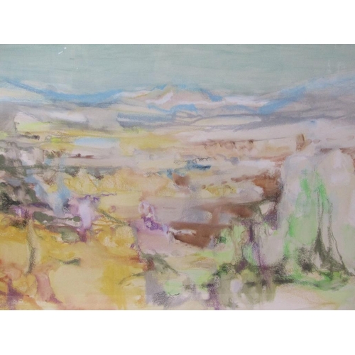 1226 - A RYDEAR GREEN 64 - ABSTRACT LANDSCAPE, SIGNED WATERCOLOUR, F/G, 50CM X 58CM