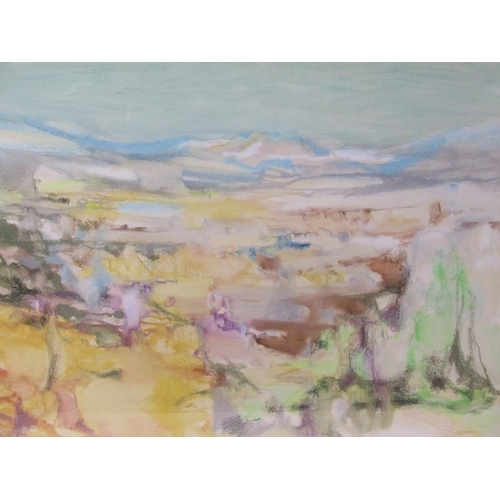 1226 - A RYDEAR GREEN 64 - ABSTRACT LANDSCAPE, SIGNED WATERCOLOUR, F/G, 50CM X 58CM