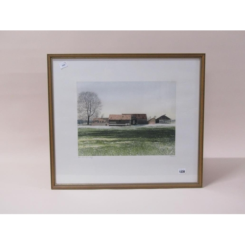 1238 - P BISSON - A BARN, SOMERBYTON, ARTISTS PROOF 19/20, F/G, 32CM X 42CM