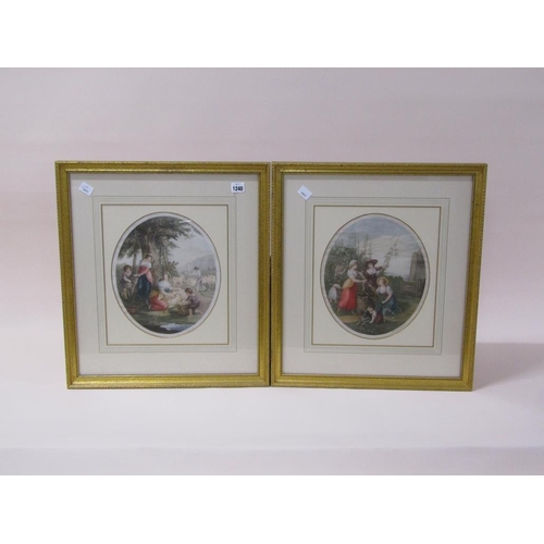 1240 - PAIR OF MICHAEL ALLINGHAM - F/G OVAL VICTORIAN PRINTS, EACH APPROX 31CM X 26CM