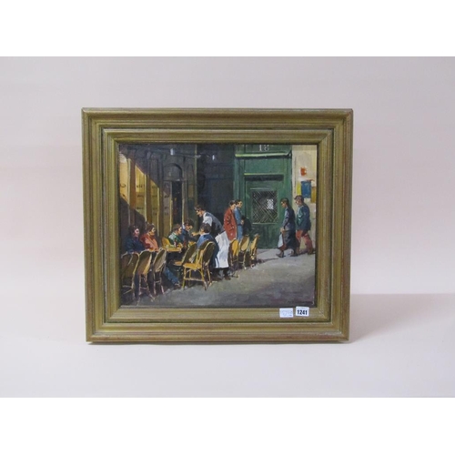 1241 - M.T SAUNDERS - TAVERN SCENE, SIGNED OIL ON BOARD, FRAMED, 38CM X 46CM