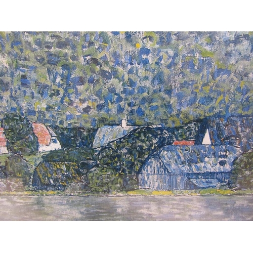 1251 - GUSTAV KLINT - UNTERACH AN ATTERSEE, F/G, COLOURED PRINT, 60CM X 57CM