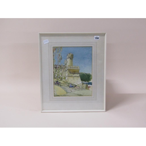 1258 - E.D LYONS 69 - PALACE OF THE KNIGHT TEMPLARS RHODES, SIGNED AND DATED WATERCOLOUR, F/G, 32CM X 24CM