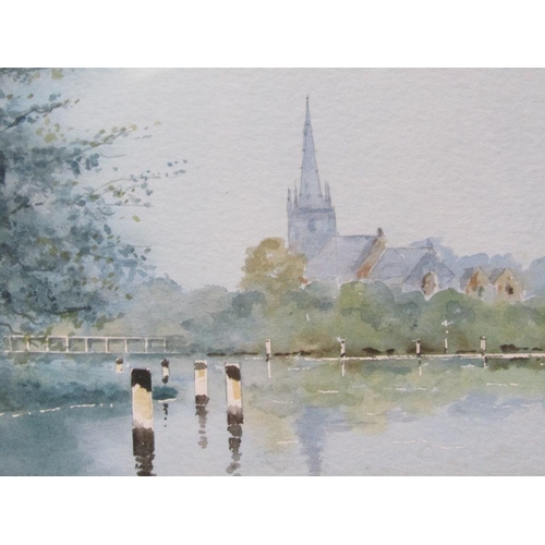 1260 - MICHAEL LEEDHAM - MARLOW ON THAMES, WATERCOLOUR, F/G, 12CM X 18CM