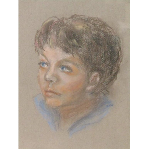 1264 - PORTRAIT OF A YOUNG BOY, CHALK DRAWING, F/G, 39CM X 28CM