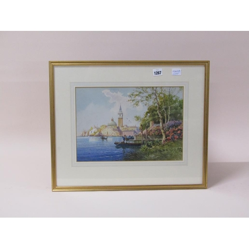 1267 - J.D BELL 1939 - VENETIAN SCENE WITH ST MARKS IN BACKGROUND, SIGNED WATERCOLOUR, FRAMED, 25CM X 37CM