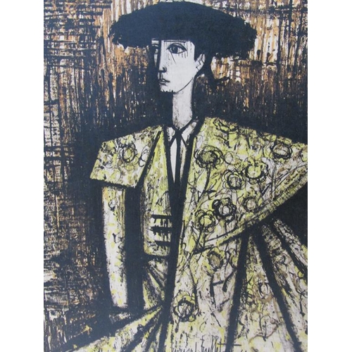 1271 - LENARD BUFFET 60 - SPANISH BULL FIGHTER, PRINT ON BOARD WITH PRINTED SIGNATURE. 65CM X 47CM