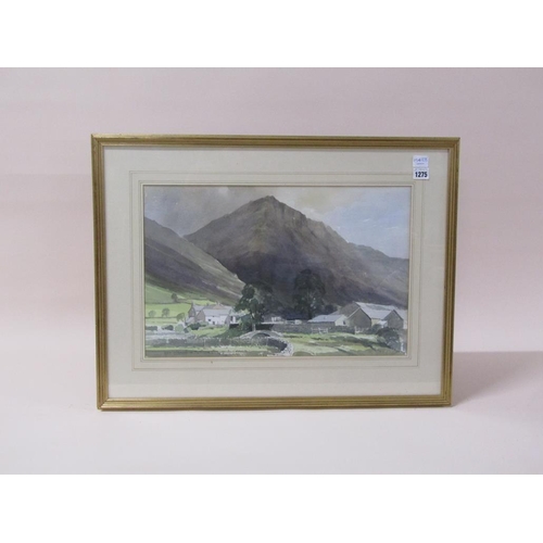 1275 - ALWYN CRAWSHAW - HOMESTEAD IN THE HIGHLANDS, SIGNED WATERCOLOUR, F/G, 35CM X 52CM