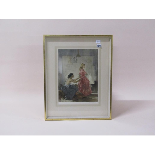 1278 - RUSSEL FLINT - COSTUME FITTING, SIGNED COLOURED PRINT, 38CM X 28CM