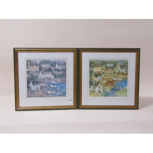 1280 - TWO FRAMED COLOURED PRINTS BY TAYLOR - BRETON HOUSES & BRETON HARBOUR